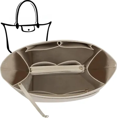 Produktbild von Charinor Taschenorganizer für Longchamp, filz Taschenorganizer L mit Schlüsselanhänger und Tasche in Tasche (beige, L)