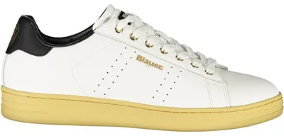 Produktbild von Weiße Herrensportschuhe mit schwarzen Details und Kontrastsohle