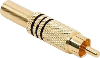 Produktbild von 10x RCA Stecker männlich vergoldet - Metall Tulpenstecker mit Zugentlastung - Audio & Video Stecker für Kabel bis zu 6 mm - 10 Stück [05084FK].