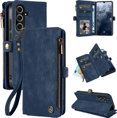 Produktbild von Handy Hülle für Samsung Galaxy A26 5G Geldbeutel Geldbörse RFID Schutz Klapphülle Cover Schutzhülle Wallet Farbe: Blau