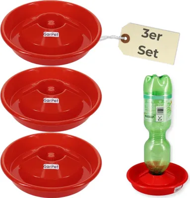 Produktbild von 3er Set Tränkeschale für PET Flasche Kleintiertränke Wassertränke Wasserspender Tränke Nager Vogel Geflügel Hühner Küken Insekten