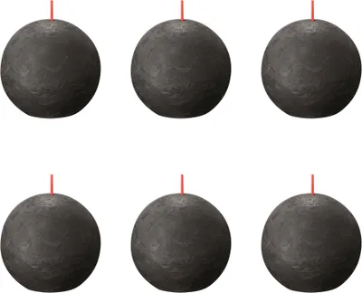 Produktbild von Bolsius - Rustikale Kugelkerze - Ø76mm - Stormy Grey - Vorteilspack - 6 Stücke