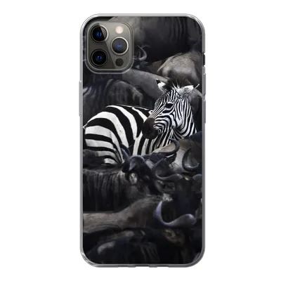 Produktbild von MuchoWow® Handyhülle Schutzhülle Hülle für iPhone 12 Pro Max Zebra - Büffel - Braun Silikon Softcase Handy Hülle - Hartschale