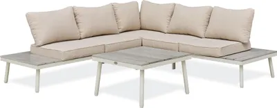 Image de Salon de jardin d'angle 5 pl en alu et alu aspect boisé