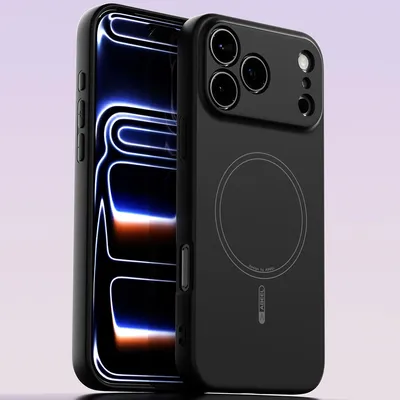 Produktbild von Magnetische Handyhülle für iPhone 17 Pro Max, MagSafe kompatible, Flüssig Silikon Stoßfest Kratzfest Hülle Schwarz