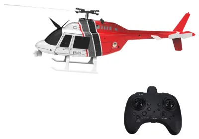 Produktbild von 2,4-GHz-RC-Hubschrauber mit einem Rotorblatt, 4-Kanal-Fernsteuerung, Höhenhaltung, Start und Landung per Knopfdruck, Kreisflug und Not-Aus-Funktion, 2 Akkus, rot