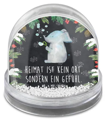 Produktbild von Mr. & Mrs. Panda Weihnachts Schneekugel Elefant Seifenblasen - Kreidetafel - Geschenk, Große, deko, schnee kugel, Heimat, Winter-Schneekugel, Elefanten, Liebe