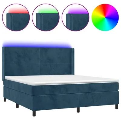Produktbild von vidaXL Boxspringbett mit Matratze & LED Dunkelblau 160x200 cm Samt