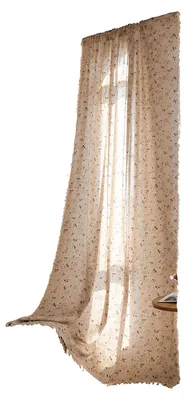 Produktbild von Boho-Gardinenpaneel mit Blumenmuster, Quastenrand, Stangendurchzug, lichtdurchlässiger Vorhang für Wohnzimmer, Schlafzimmer, Landhausstil, Fensterdekoration.