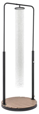 Produktbild von Blumfeldt Mobile Gartendusche, Aussendusche für den Garten, Bodendusche mit Verstellbarem Duschkopf, Boden-Gartendusche mit Holz-Optik für Pool & Sauna, Außendusche Wasserdicht, Frost- & UV-Beständig