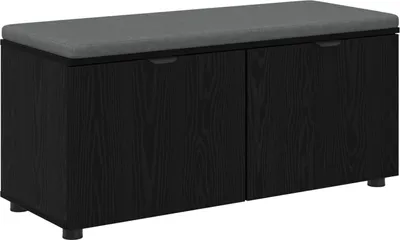 Zdjęcie produktu dla vidaXL Ławka do przedpokoju z poduszkami o wyglądzie czarnego dębu 100 x 38 x 46 cm