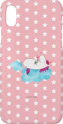Produktbild von Mr. & Mrs. Panda Iphone 10 Handyhülle Einhorn Verliebt - Rot Pastell - Geschenk, Einhörner, Freundin, Unicorn, Hülle, Handy, Cover, Liebe, X