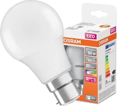 Produktbild von LED-Glühbirne A60 B22d 9,7 W = 60 W 806 lm 2700 K RGBW 200° Dimmbar Fernbedienung Retrofit Filament Osram