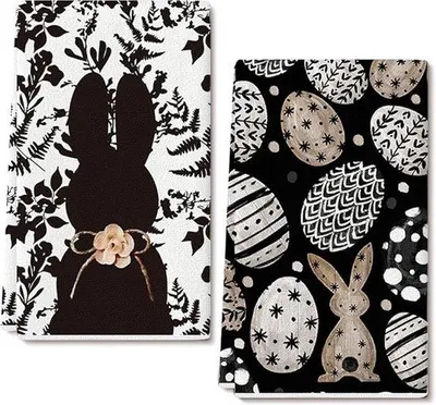 Produktbild von Paar Lendentheedoeken mit Konijntjesmotiv - Absorberend und schnell trocknend - 45x66 cm - Set von 2 Theedoeken für die Küche - für die Lente und die Familie
