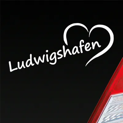 Produktbild von Auto Aufkleber Ludwigshafen Herz Stadt City Love Liebe 20x8 cm Weiss Matt Sticker Heckscheibenaufkleber