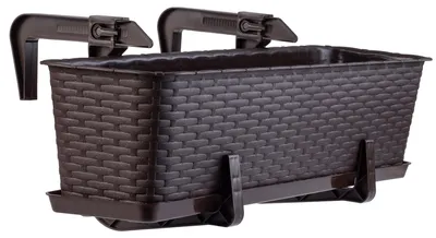 Produktbild von KADAX Balkontopf mit Untersatz "Frette", Balkonkasten mit Wasser Öffnungen, 60cm, Braun