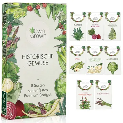 Produktbild von Owngrown Gemüsesamen Alte Sorten: 8 Sorten Alte Gemüse Samen Im Set Für Garten Und Balkon – Artischocken Samen