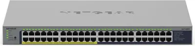 Produktbild von NETGEAR GS748PP - Switch - unmanaged - 24 x 10/100/1000 + 24 x 10/100/1000 (PoE+) - Desktop, wandmontierbar - PoE+ (380 W)