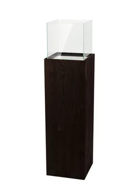 Image de Bougeoir colonne, chandelier, lanterne décorative, colonne décorative pour salon, balcon, terrasse, bougeoir colonne, bougeoir de sol en bois et verre, brun foncé, 100 cm