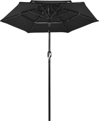 Produktbild von vidaXL Sonnenschirm mit Aluminium-Mast 3-lagig Schwarz 2 m