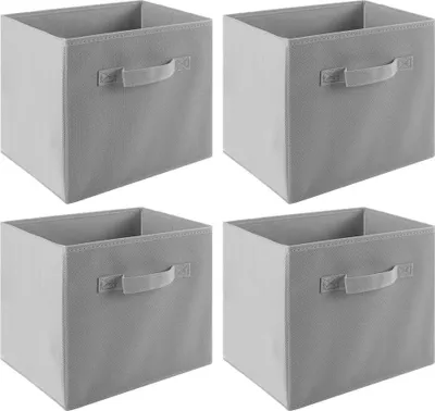 Immagine prodotto di Scatole portaoggetti - Organizer pieghevole per armadio in tessuto non tessuto - Set da 4 - 27×27×28 cm - Riutilizzabile - Azzurro