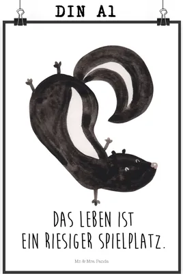 Produktbild von Mr. & Mrs. Panda Bild Stinktier Handstand DIN A1 - Weiß - Geschenk, drucke, Raubtier, Stinker, Skunk, wandkunst, wanddeko, Wildtier, Plakat, Kunstdruck, Spielplatz