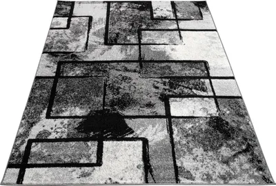 Image de Tapis design moderne à poils courts aspect peinture abstraite noir gris anthracite dimensions 200 x 290 cm