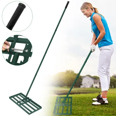 Obrázek produktu pro XINZI Hrábě na vyrovnání trávníku, stěrka na pískování, vyrovnávací hrábě, nástroj na úpravu trávníku, golf, zahrada, topdressing, domácí trávník, 50 x 25 cm, zelené
