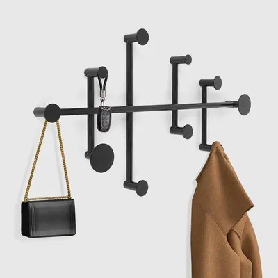 Obrázek produktu pro Černý nástěnný držák, minimalistický design háčku, moderní háčky do ložnice, předsíně, na dveře, skříně, nerezové kovové háčky pro montáž na zeď