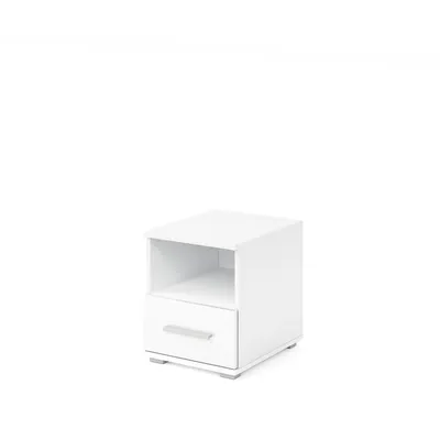 Produktbild von Nachttisch Domino Nachtschrank mit 1 Schublade und Einlegeboden, weiß.