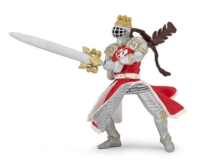 A toy knight figure with a sword.