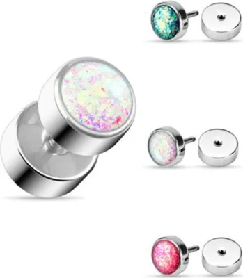 Produktbild von Fake Plug Piercing Ohrstecker mit Glitter Weiß