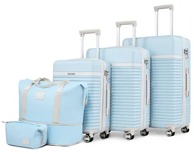 Image de Valise - Bagage - Valise de voyage - Valise à roulette - Bleu clair - 3 tailles : 20/24/28 pouces
