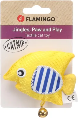 Immagine prodotto di Fenicottero giocattolo per gatti Strellow fish con campana giallo