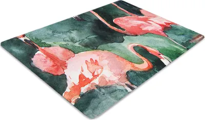 Obrázok produktu pre Podlahová ochranná podložka - Ochranná podložka pod stoličku - Podlahová podložka - 120x90 cm - Maľované plameniaky.