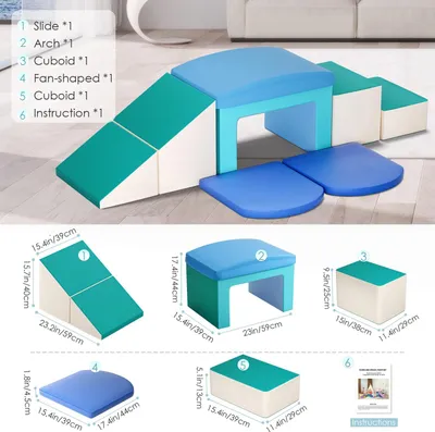 Immagine prodotto di Giocattolo per arrampicata per bambini piccoli - Set da interno realizzato con blocchi di schiuma - Struttura morbida per gattonare e scivolare - Adatto a bambini sotto i 3 anni - Colore: blu