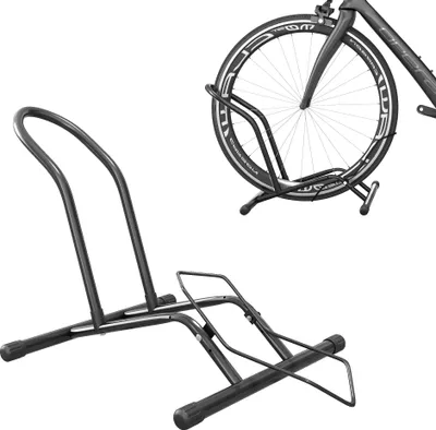 Image de SPORTNOW Porte-vélos en acier pour stationnement de vélos Porte-vélos au sol portable pour l'intérieur et l'extérieur 59x41x38 cm Noir