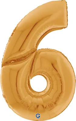 Produktbild von Riesenzahl Giant - Folienballon  64"/162cm - Gold Zahl: 6