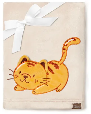 Image de Be Mammy Couverture douillette pour bébé, couverture douillette, couvre-lit avec application 3D, 76 x 102 cm BE20-168 (Beige - Chat, 76 x 102 cm)