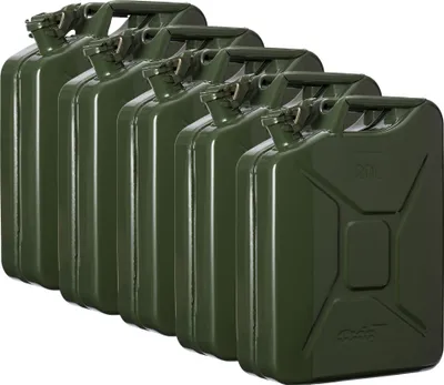 Produktbild von Oxid7® 5x Kraftstoffkanister 20 Liter aus Metall olivgrün Benzin Diesel &Ethanol geeignet 20L Benzin-Kanister mit UN-Zulassung & Bauart