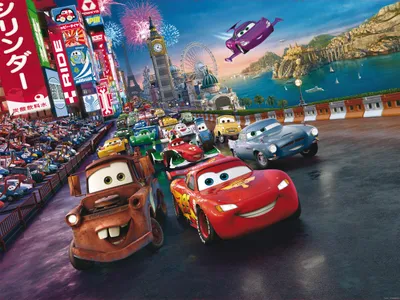 Obrázek produktu pro Disney Cars Fototapeta Cars Rot, Blau und Gelb - 600582 - 360 x 270 cm