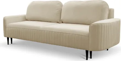 Produktbild von Schlafsofa Verona - Klappsofa, Schlafcouch - Sofa 245 cm mit Bettkasten, Samtstoff - Skandinavischer Stil (Beige -  Velutto 02)