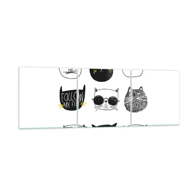 Produktbild von Bilder auf glas - Katze Haustier Tiere Illustration - 150x50cm - Glasbilder - Wandbilder - Kunstdruck - Wanddekoration aus Glas - Glas Bilder - Wandbild auf Glas - GCA150x50-2847