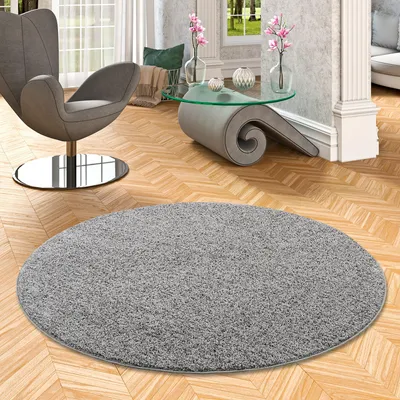Produktbild von Hochflor Shaggy Teppich Prestige Grau Rund, Größe:133 cm Rund