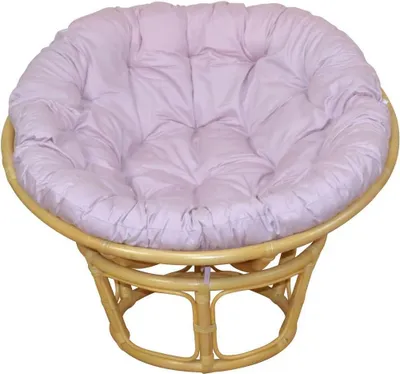 Produktbild von Papasansessel - Rattansessel  ø 80 cm beige gebeizt, mit Auflage pastellrose