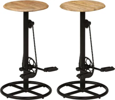 Productafbeelding van Set van 2 barkrukken van mangohout, afmetingen 38 x 76 x 38 cm