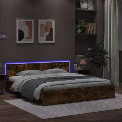 Produktbild von Möbel Bettgestell mit Kopfteil und LED-Beleuchtung Räuchereiche - Klassische Betten &20748