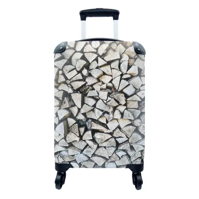 Produktbild von MuchoWow® Koffer Handgepäck Trolley Rollkoffer Kleine Reisekoffer mit 4 Rollen - Holz - Kamin - Winter - Cabin Size < 55x40x23 cm & 55x40x20 cm - Fotokoffer - Kabinenkoffer - Boardgepäck - Reise-Box - Reisekoffer - Reisegepäck - Koffer mit Bild - Trolley für Kinder