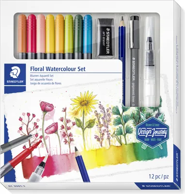 Produktbild von Schreibgeräteset Mixed Set Blumen Aquarell Set Packung mit 4 Stück
