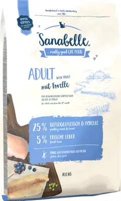 Produktbild von Sanabelle Adult Forelle Katzentrockenfutter für ausgewachsene Katzen 10 kg